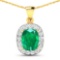 14KT Yellow Gold 2.5ctw Zambian Emerald and Diamond Pendant