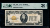 1928 $20 Gold Certificate PMG 30EPQ