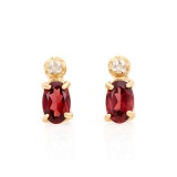 Plated 18KT Yellow Gold and Sterling Silver 0.95ctw Garnet Earrings