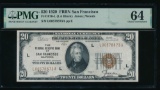 1929 $20 San Francisco FRBN PMG 64