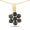 10KT Yellow Gold 0.43ctw Blue Sapphire and White Diamond Pendant
