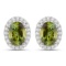 14KT White Gold 1.92ctw Green Tourmaline and White Diamond Earrings
