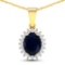 14KT Yellow Gold 1.3ctw Blue Sapphire and Diamond Pendant