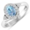14KT White Gold 0.51ctw Aquamarine and Diamond Ring