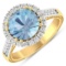 14KT Yellow Gold 2.75ctw Aquamarine and Diamond Ring