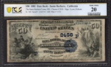 1882 $50 Santa Barbara CA National PCGS 20
