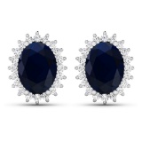 14KT White Gold 2.60ctw Blue Sapphire and Diamond Earrings