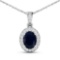 14KT White Gold 1.30ct Blue Sapphire and Diamond Pendant with Chain