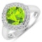 14KT White Gold 2.02ctw Peridot and Diamond Ring