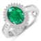14KT White Gold 1.53ctw Zambian Emerald and Diamond Ring