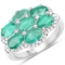 Plated Rhodium 3.08ctw Emerald and White Zircon Ring