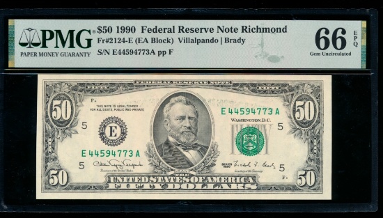 1990 $50 Richmond FRN PMG 66EPQ