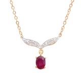 Plated 18KT Yellow Gold 1.00ct Ruby and Diamond Pendant with Chain