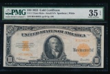 1922 $10 Gold Certificate PMG 35EPQ
