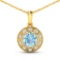 14KT Yellow Gold 1.9ctw Aquamarine and Diamond Pendant