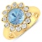 14KT Yellow Gold 1.9ctw Aquamarine and Diamond Ring