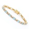 Plated 18KT Yellow Gold 11.30ctw Blue Topaz and Diamond Bracelet
