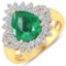 14KT Yellow Gold 2.85ctw Zambian Emerald and Diamond Ring