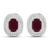 14KT White Gold 1.7ctw Ruby and Diamond Earrings