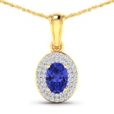 14KT Yellow Gold 0.62ctw Tanzanite and Diamond Pendant