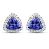 14KT White Gold 3.82ctw Tanzanite and White Diamond Earrings