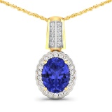 14KT Yellow Gold 1.6ctw Tanzanite and Diamond Pendant