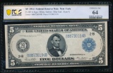 1914 $5 New York FRN PCGS 64