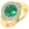 14KT Yellow Gold 1.8ct Zambian Emerald and Diamond Ring