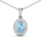 14KT White Gold 0.96ct Aquamarine and Diamond Pendant with Chain