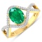 14KT Yellow Gold 1ctw Zambian Emerald and Diamond Ring