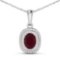 14KT White Gold 1.5ct Ruby and Diamond Pendant with Chain