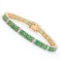 Plated 18KT Yellow Gold 7.00ctw Green Agate and Diamond Bracelet