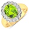 14KT Yellow Gold 2.3ctw Peridot and Diamond Ring