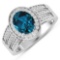 14KT White Gold 1.9ctw London Blue Topaz and Diamond Ring