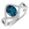 14KT White Gold 1.1ctw London Blue Topaz and Diamond Ring