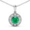 14KT White Gold 1.8ctw Zambian Emerald and Diamond Pendant