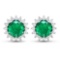 14KT White Gold 1.36ctw Zambian Emerald and Diamond Earrings