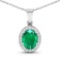 14KT White Gold 1.65ctw Zambian Emerald and Diamond Pendant