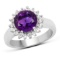 Plated Rhodium 2.40ct Amethyst and White Topaz Ring
