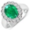14KT White Gold 2.03ctw Zambian Emerald and Diamond Ring