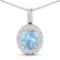 14KT White Gold 1.9ctw Aquamarine and Diamond Pendant