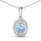 14KT White Gold 0.96ct Aquamarine and Diamond Pendant with Chain