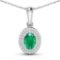 14KT White Gold 0.56ctw Zambian Emerald and Diamond Pendant