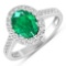 14KT White Gold 1.53ctw Zambian Emerald and Diamond Ring