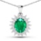 14KT White Gold 3.14ctw Zambian Emerald and Diamond Pendant