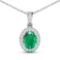 14KT White Gold 1.00ct Zambian Emerald and Diamond Pendant with Chain
