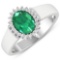 14KT White Gold 1ct Zambian Emerald and Diamond Ring