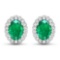 14KT White Gold 1.12ctw Zambian Emerald and Diamond Earrings