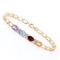 Plated 18KT Yellow Gold 3.85ctw Multi Color Gem and Diamond Bracelet