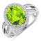 14KT White Gold 3.85ctw Peridot and Diamond Ring